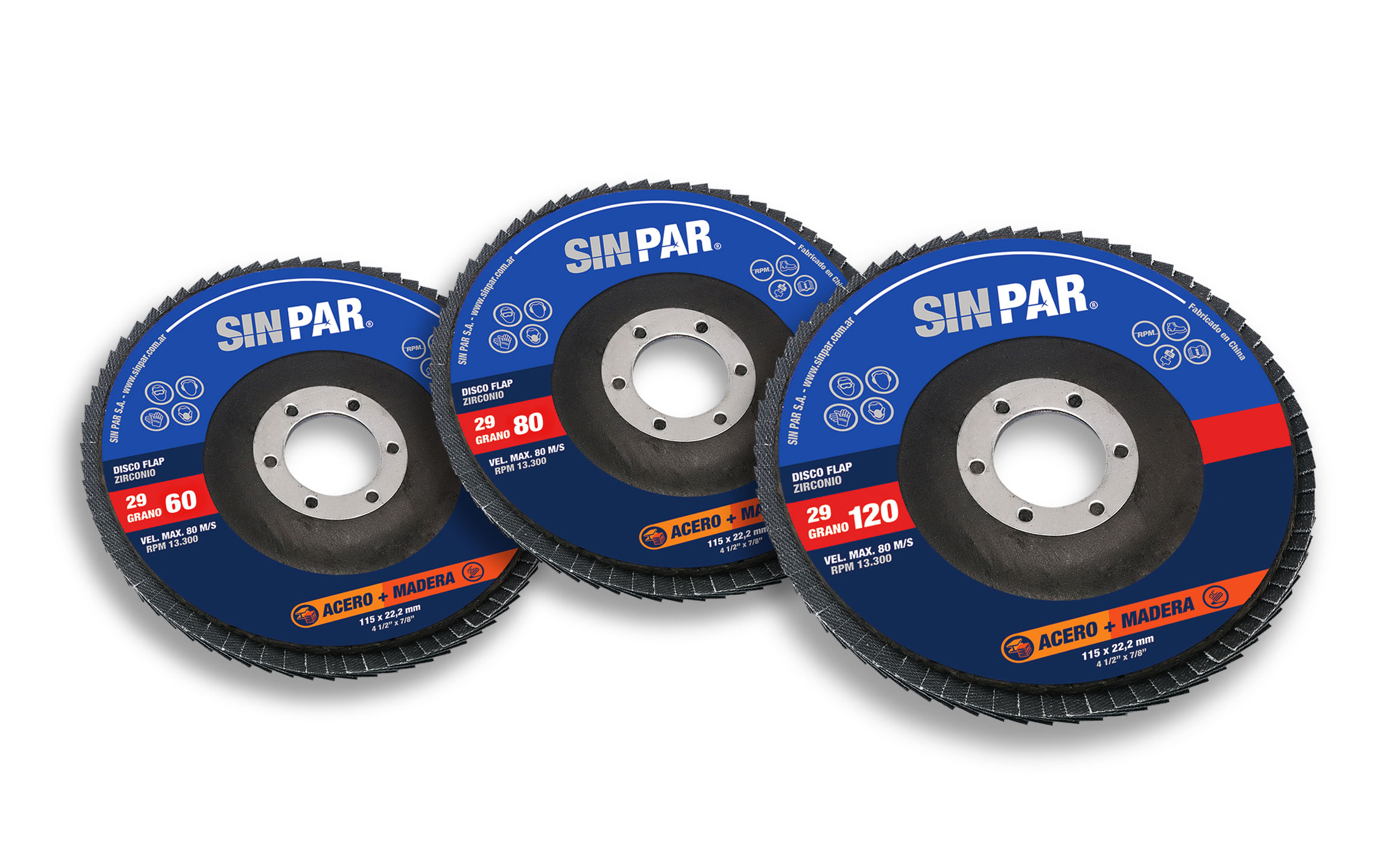 Disco Abrasivo Flap De Zirconio 115x22 2mm Grano 120 SIN PAR
